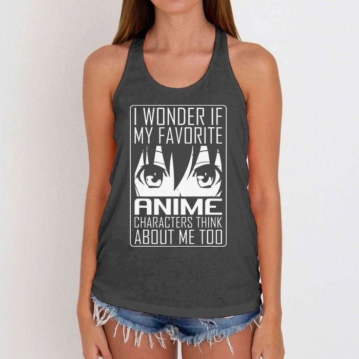 Anime Japanese Manga Kawaii I wonder if Anime Characters Me  Women's Knotted Racerback Tank