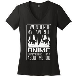 Anime Japanese Manga Kawaii I wonder if Anime Characters Me  Women's V-Neck T-Shirt