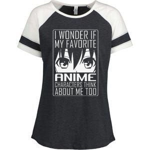 Anime Japanese Manga Kawaii I wonder if Anime Characters Me  Enza Ladies Jersey Colorblock Tee