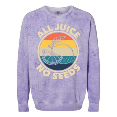 All Juice No Seeds Lemon Retro Funny Vasectomy Colorblast Crewneck Sweatshirt