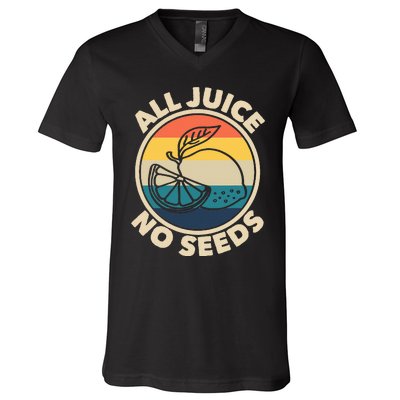 All Juice No Seeds Lemon Retro Funny Vasectomy V-Neck T-Shirt