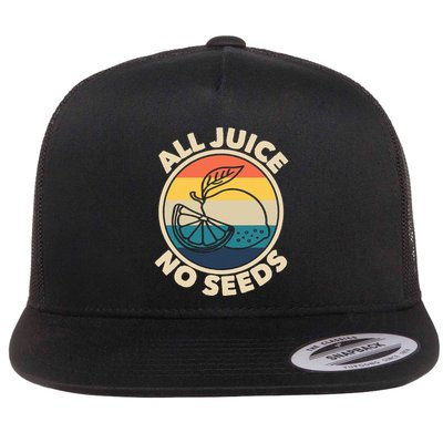All Juice No Seeds Lemon Retro Funny Vasectomy Flat Bill Trucker Hat