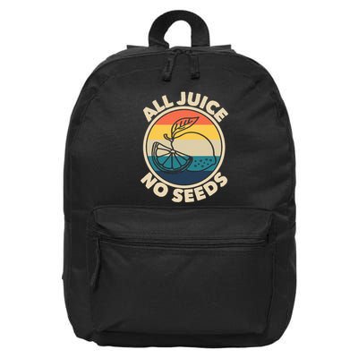All Juice No Seeds Lemon Retro Funny Vasectomy 16 in Basic Backpack
