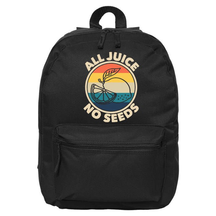 All Juice No Seeds Lemon Retro Funny Vasectomy 16 in Basic Backpack