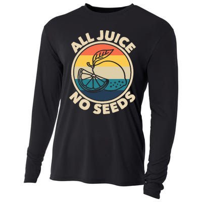 All Juice No Seeds Lemon Retro Funny Vasectomy Cooling Performance Long Sleeve Crew