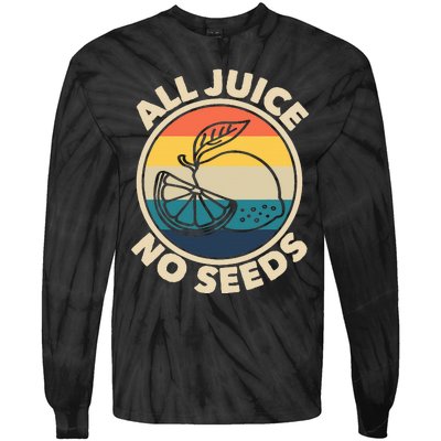 All Juice No Seeds Lemon Retro Funny Vasectomy Tie-Dye Long Sleeve Shirt