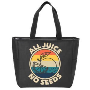 All Juice No Seeds Lemon Retro Funny Vasectomy Zip Tote Bag