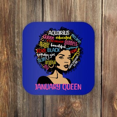 Aquarius January Queen Melanin Black Birthday Great Gift Coaster