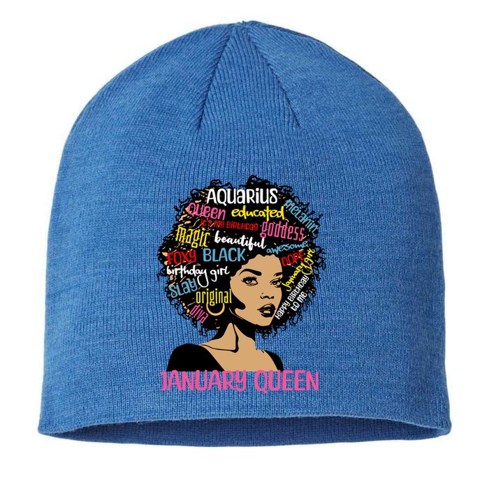 Aquarius January Queen Melanin Black Birthday Great Gift Sustainable Beanie