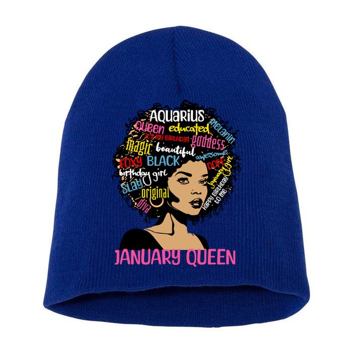 Aquarius January Queen Melanin Black Birthday Great Gift Short Acrylic Beanie