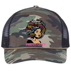 Aquarius January Queen Melanin Black Birthday Great Gift Retro Rope Trucker Hat Cap