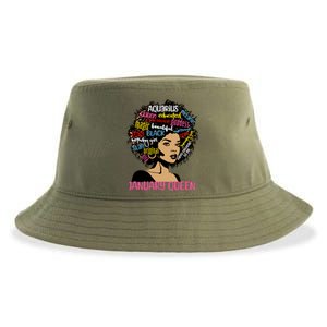 Aquarius January Queen Melanin Black Birthday Great Gift Sustainable Bucket Hat