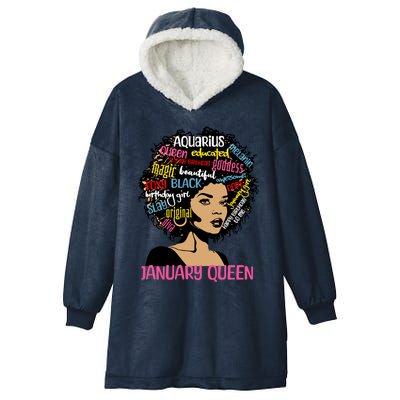 Aquarius January Queen Melanin Black Birthday Great Gift Hooded Wearable Blanket