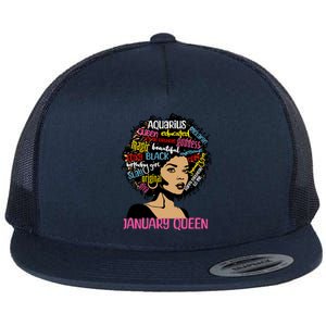 Aquarius January Queen Melanin Black Birthday Great Gift Flat Bill Trucker Hat