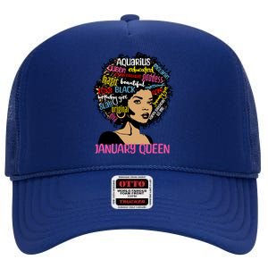 Aquarius January Queen Melanin Black Birthday Great Gift High Crown Mesh Back Trucker Hat