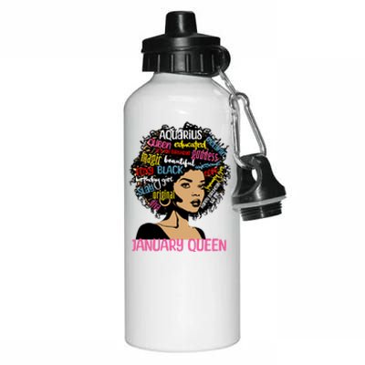 Aquarius January Queen Melanin Black Birthday Great Gift Aluminum Water Bottle