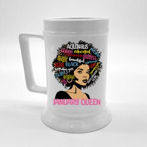 Aquarius January Queen Melanin Black Birthday Great Gift Beer Stein