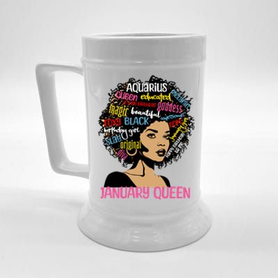 Aquarius January Queen Melanin Black Birthday Great Gift Beer Stein