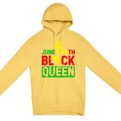 Afro Juneteenth Queen Mom Matching Black History Gift Premium Pullover Hoodie