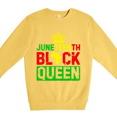 Afro Juneteenth Queen Mom Matching Black History Gift Premium Crewneck Sweatshirt