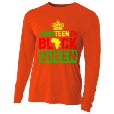 Afro Juneteenth Queen Mom Matching Black History Gift Cooling Performance Long Sleeve Crew