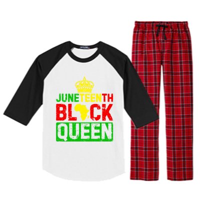 Afro Juneteenth Queen Mom Matching Black History Gift Raglan Sleeve Pajama Set