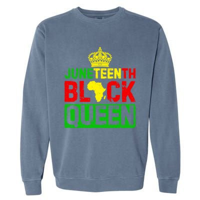 Afro Juneteenth Queen Mom Matching Black History Gift Garment-Dyed Sweatshirt