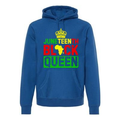 Afro Juneteenth Queen Mom Matching Black History Gift Premium Hoodie