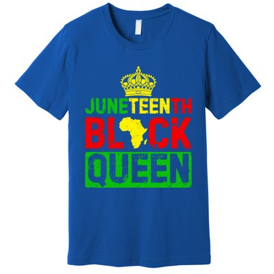 Afro Juneteenth Queen Mom Matching Black History Gift Premium T-Shirt