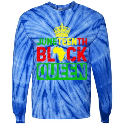 Afro Juneteenth Queen Mom Matching Black History Gift Tie-Dye Long Sleeve Shirt