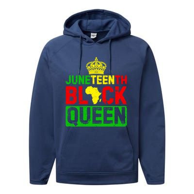 Afro Juneteenth Queen Mom Matching Black History Gift Performance Fleece Hoodie