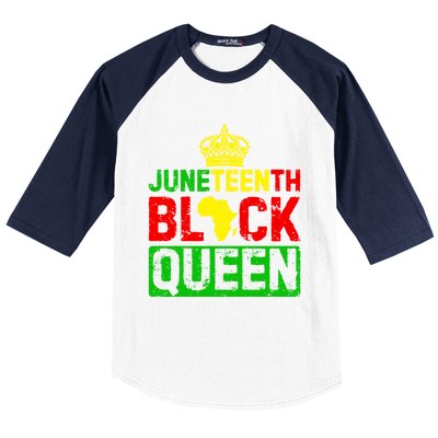 Afro Juneteenth Queen Mom Matching Black History Gift Baseball Sleeve Shirt