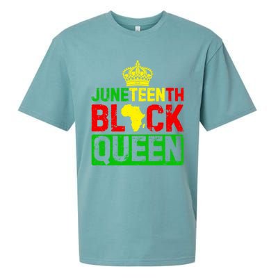 Afro Juneteenth Queen Mom Matching Black History Gift Sueded Cloud Jersey T-Shirt