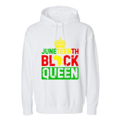 Afro Juneteenth Queen Mom Matching Black History Gift Garment-Dyed Fleece Hoodie