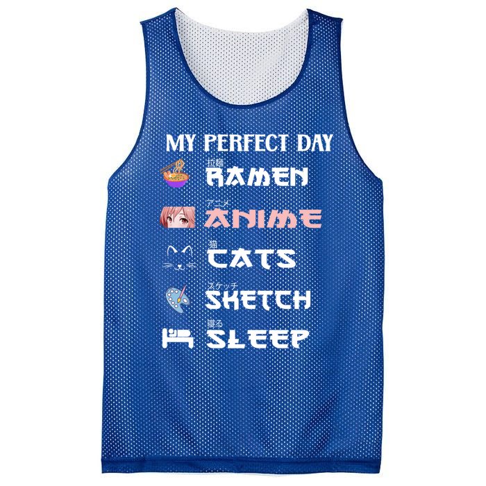 Anime Japanese Ra Sketching Cat Anime Lover N Cute Gift Mesh Reversible Basketball Jersey Tank