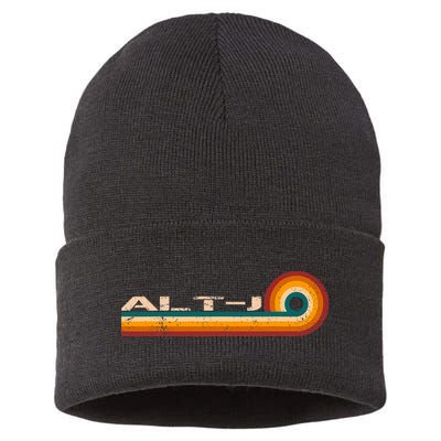 Alt J Retro Stripes Musician Vintage Sustainable Knit Beanie