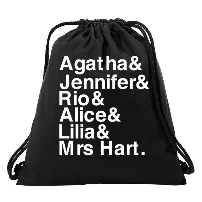 Agatha & Jennifer & Rio & Alice & Lilia & Mrs Hart Drawstring Bag