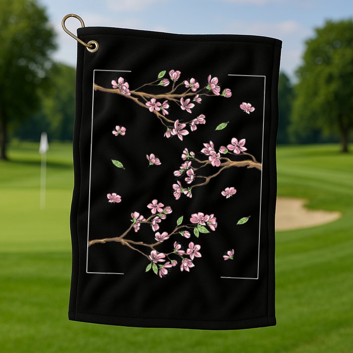 Aesthetic Japanese Style Cherry Blossom Tree Sakura Golf Towel