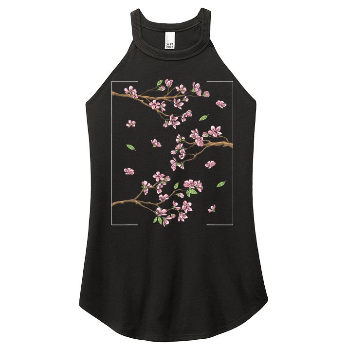 Aesthetic Japanese Style Cherry Blossom Tree Sakura Women's Perfect Tri Rocker Tank