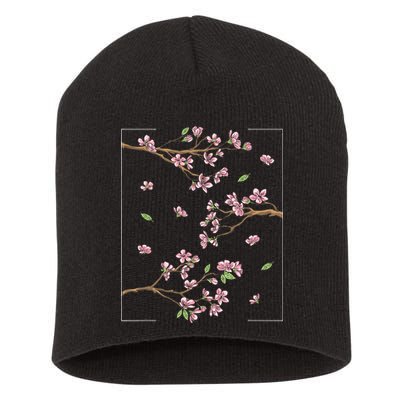 Aesthetic Japanese Style Cherry Blossom Tree Sakura Short Acrylic Beanie