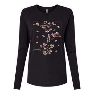 Aesthetic Japanese Style Cherry Blossom Tree Sakura Womens Cotton Relaxed Long Sleeve T-Shirt