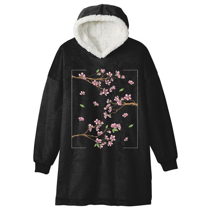 Aesthetic Japanese Style Cherry Blossom Tree Sakura Hooded Wearable Blanket