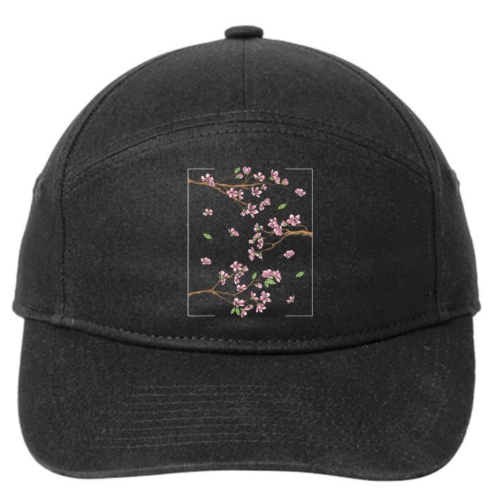 Aesthetic Japanese Style Cherry Blossom Tree Sakura 7-Panel Snapback Hat