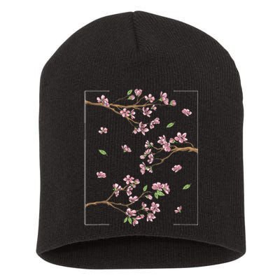 Aesthetic Japanese Style Cherry Blossom Tree Sakura Short Acrylic Beanie