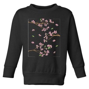 Aesthetic Japanese Style Cherry Blossom Tree Sakura Toddler Sweatshirt