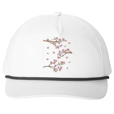 Aesthetic Japanese Style Cherry Blossom Tree Sakura Snapback Five-Panel Rope Hat