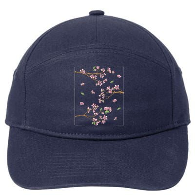 Aesthetic Japanese Style Cherry Blossom Tree Sakura 7-Panel Snapback Hat