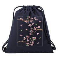 Aesthetic Japanese Style Cherry Blossom Tree Sakura Drawstring Bag