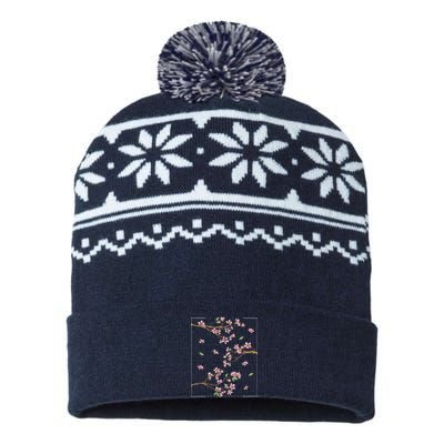 Aesthetic Japanese Style Cherry Blossom Tree Sakura USA-Made Snowflake Beanie