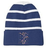 Aesthetic Japanese Style Cherry Blossom Tree Sakura Striped Beanie with Solid Band